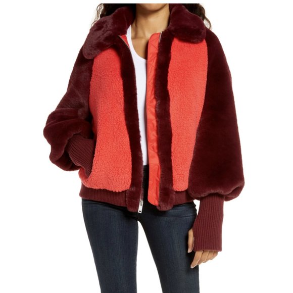 UGG Red and Burgundy Bomber Jacket - Picture 1 of 9